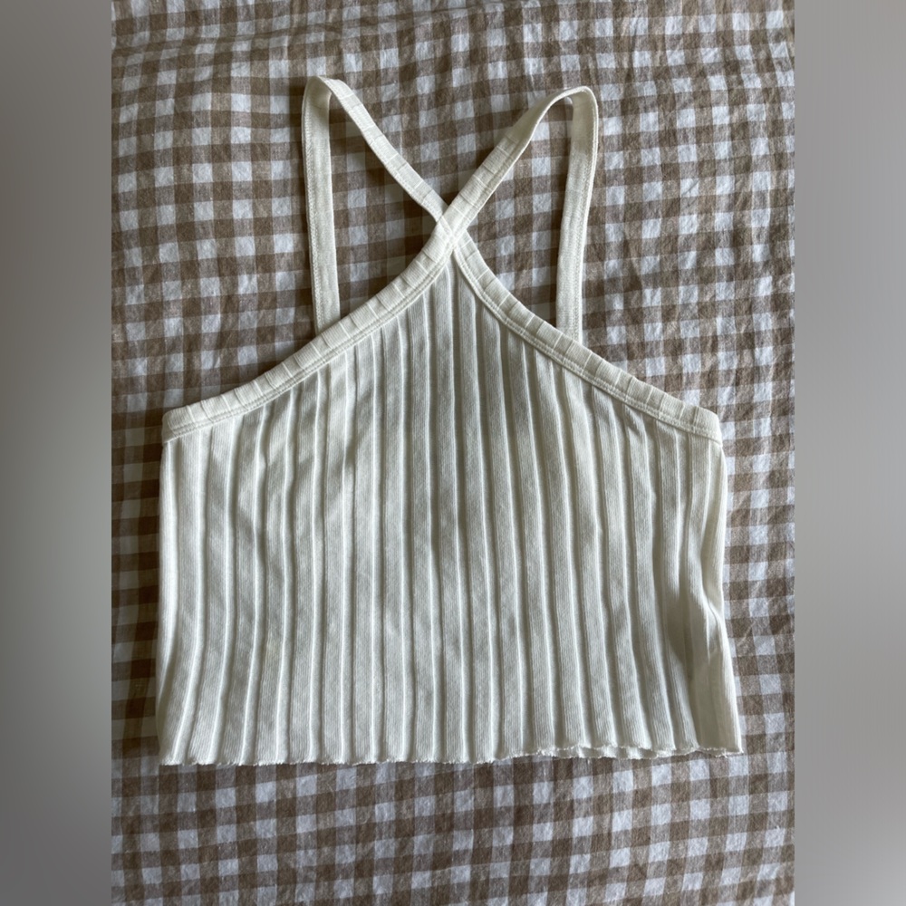 Zara Cream Ribbed Top